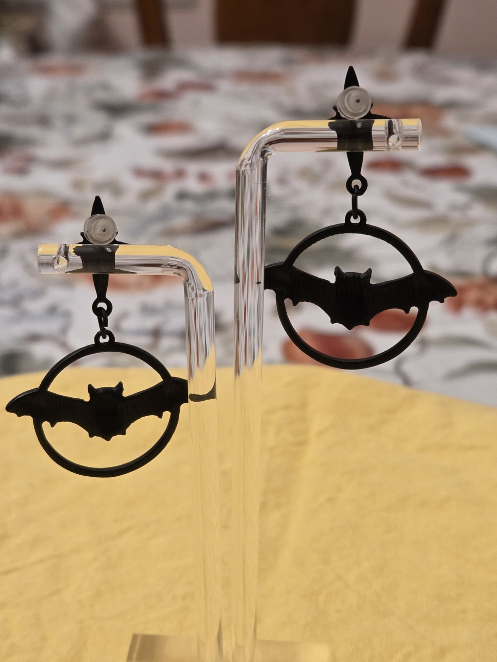 Black Bat Dangle Hoop Earrings - Adorable Halloween Accessory